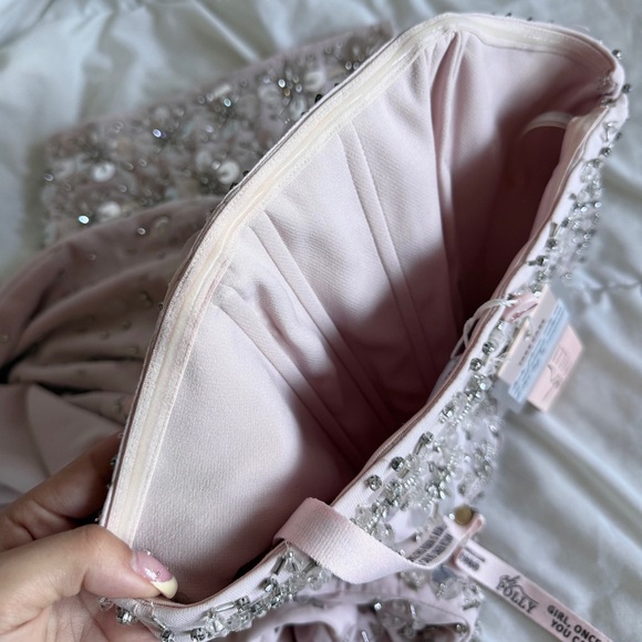 Oh Polly Pink Embellished Strapless Dress - Picture 4 of 5